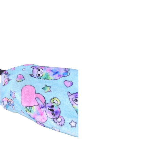 PJ Place 1 Piece Hooded Pajama Fleece Size L Inseam 24" Unicorn Bear Print - Picture 4 of 5